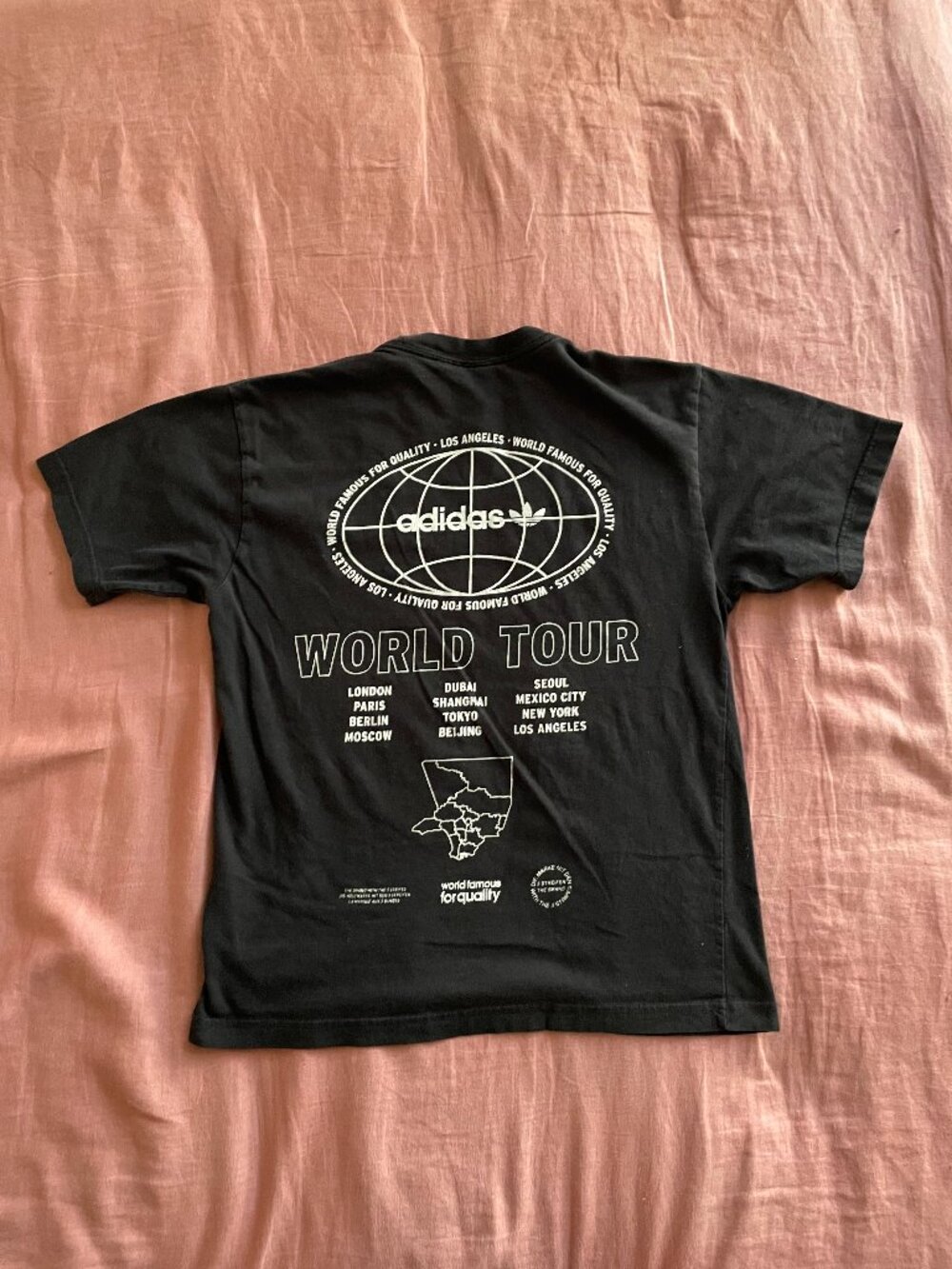 Adidas Originals Trefoil World Tour Black Tee - Size S